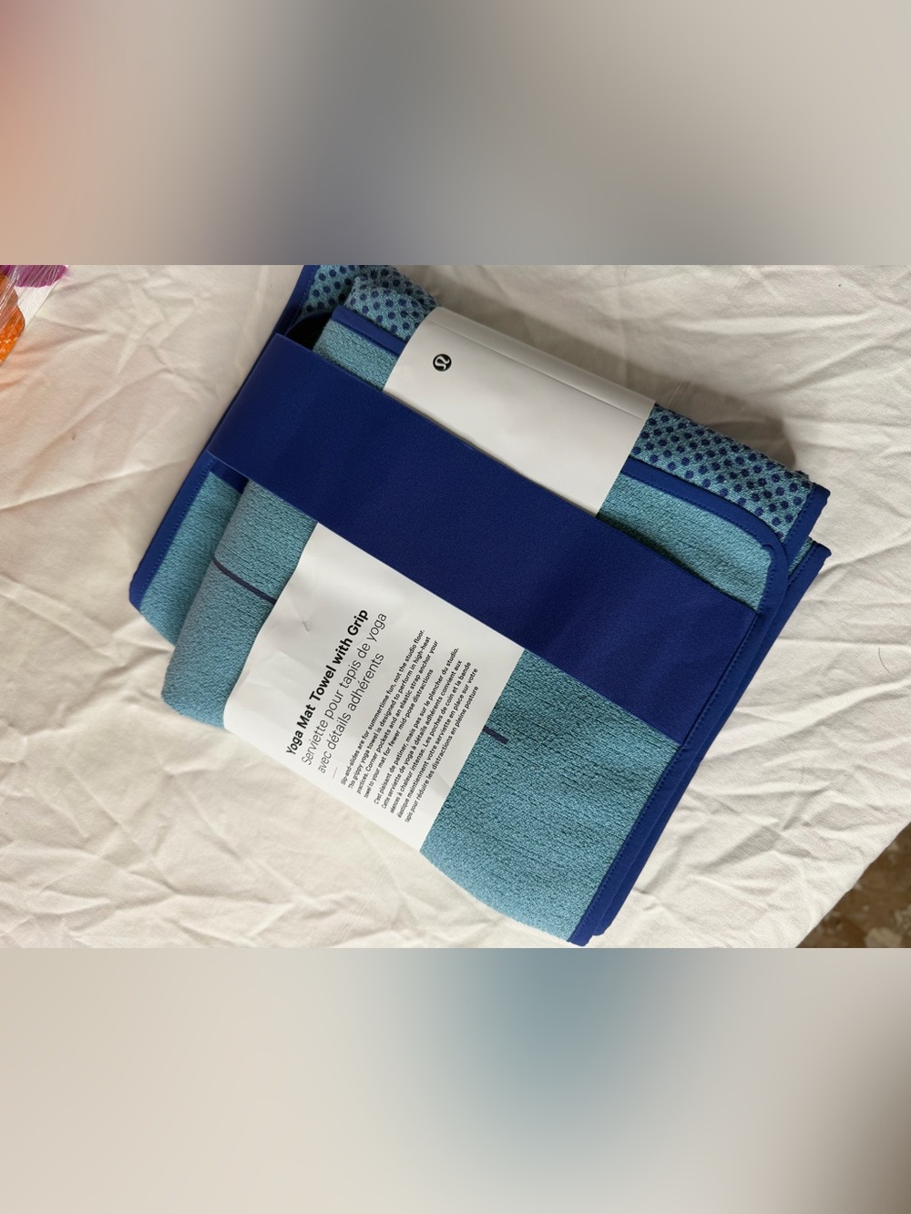 Blue Two-Tone Lululemon Yoga Towel with Grip